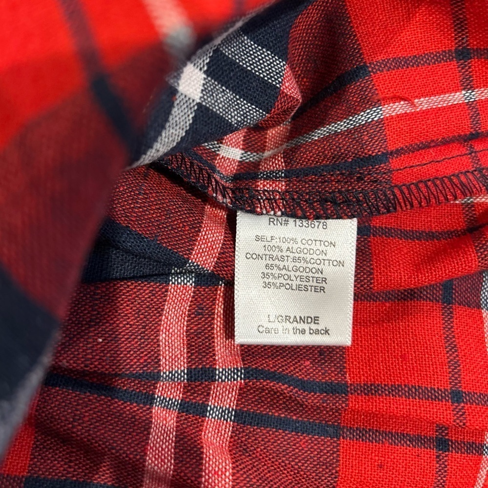 Love Tree Happens Red Plaid Hooded Button Down Shirt Jacket Size Large - Picture 4 of 7